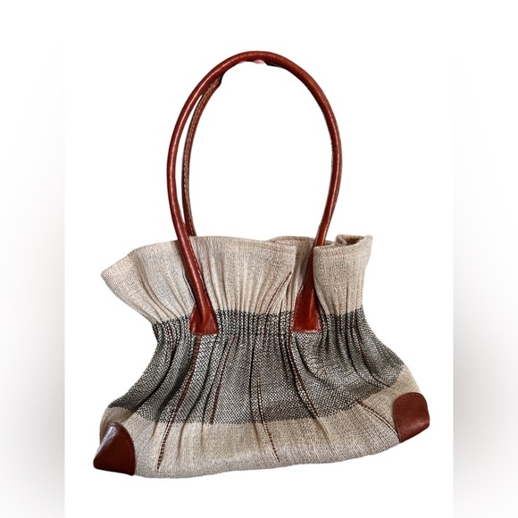 Jute basket weave leather summer floral purse - Picture 3 of 4